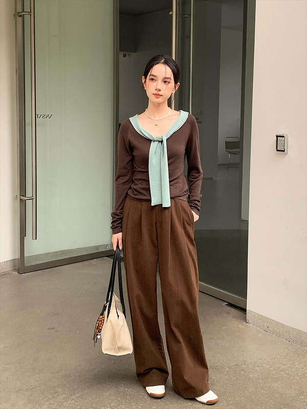 衣尔衫 舒适区 羊毛披肩撞色简约休闲秋季针织衫女松弛感百搭0595|undefined