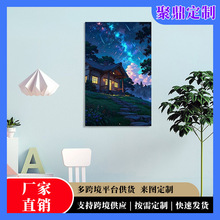 亚马逊复古卡通动漫客厅卧室沙发背景墙面帆布挂画装饰画芯油布画