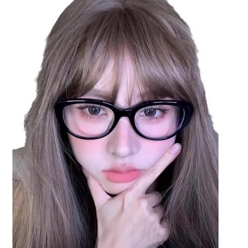 Anti-blue light flat glasses for women, prescription orange cat style, high-end and radiation-proof, black frame glasses with a strong sense of frame.