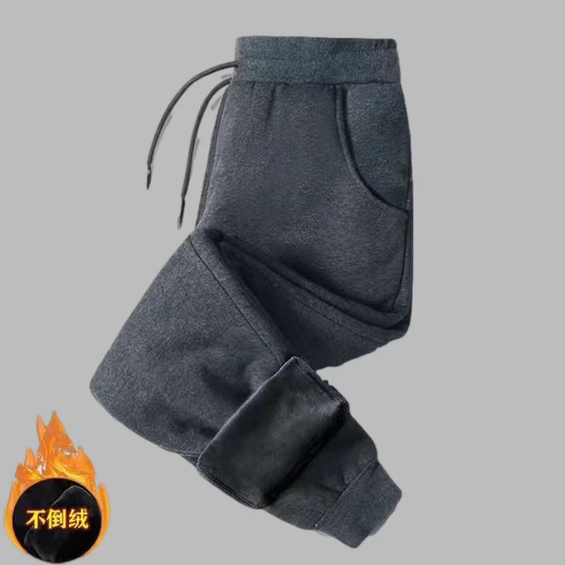 En stock pantalones de invierno de los hombres forrados de lana engrosada pantalones casuales estilo coreano de moda recta suelta más el tamaño de todos los deportes a juego hombres