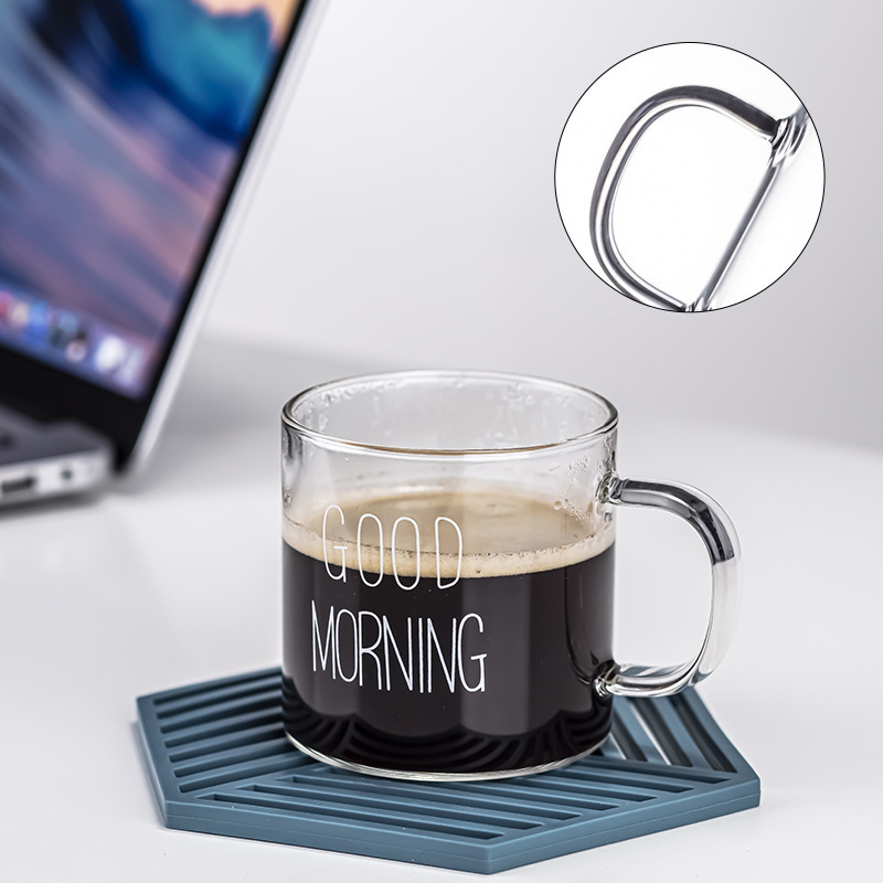 カスタマイズされたインターネット有名人のグッドモーニングカップミルクシェイクガラス高ホウケイ酸家庭用ハンドルジュースガラス冷水カップグッドモーニングカップ|undefined