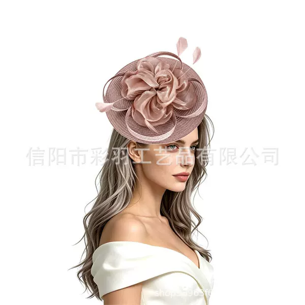 Cross-border best-selling Amazon head flower matching top hat flower feather banquet horse racing tea party bridal top hat wholesale
