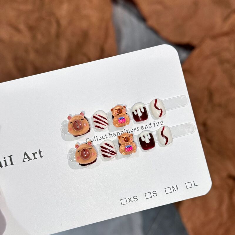 New Trendy Internet-Famous Capybara Nail Art, Soft and Cute Mini Cartoon Bear Caramel Nail Art, Handmade Cartoon Nail Pieces New Trendy Internet-Famous Capybara Nail Art, Soft and Cute Mini Cartoon Bear Caramel Nail Art, Handmade Cartoon Nail Pieces