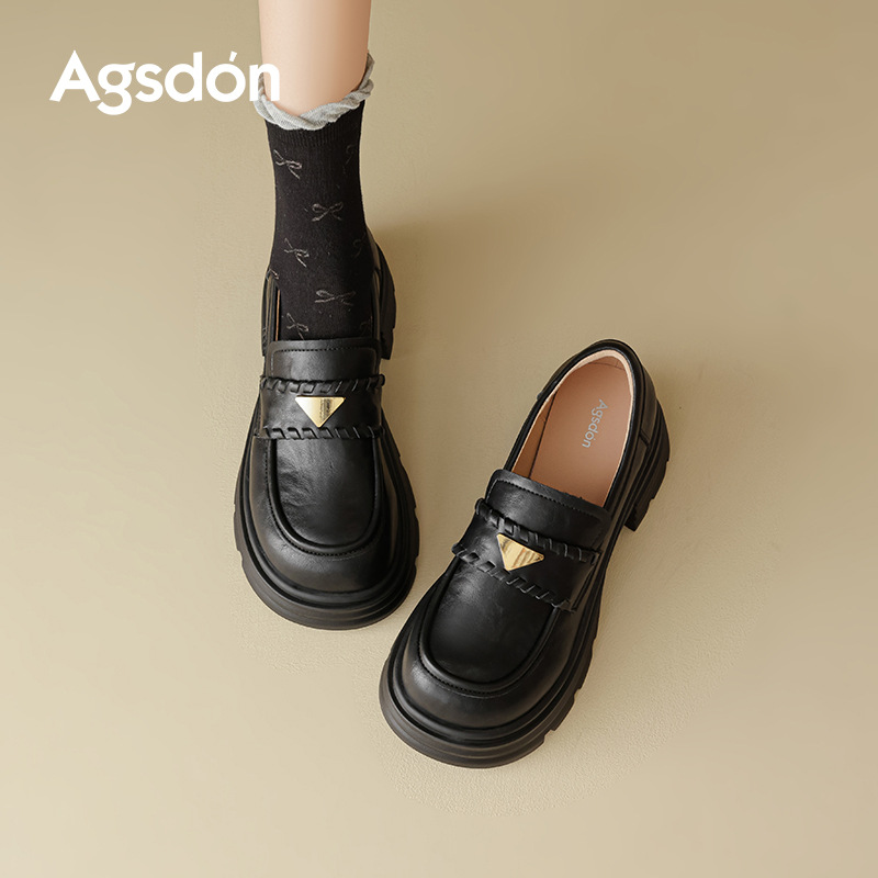 Zapatos de Lefour marrón para mujeres 2025 nuevo otoño invierno con suela gruesa de estilo británico zapatos de cuero de un solo pie