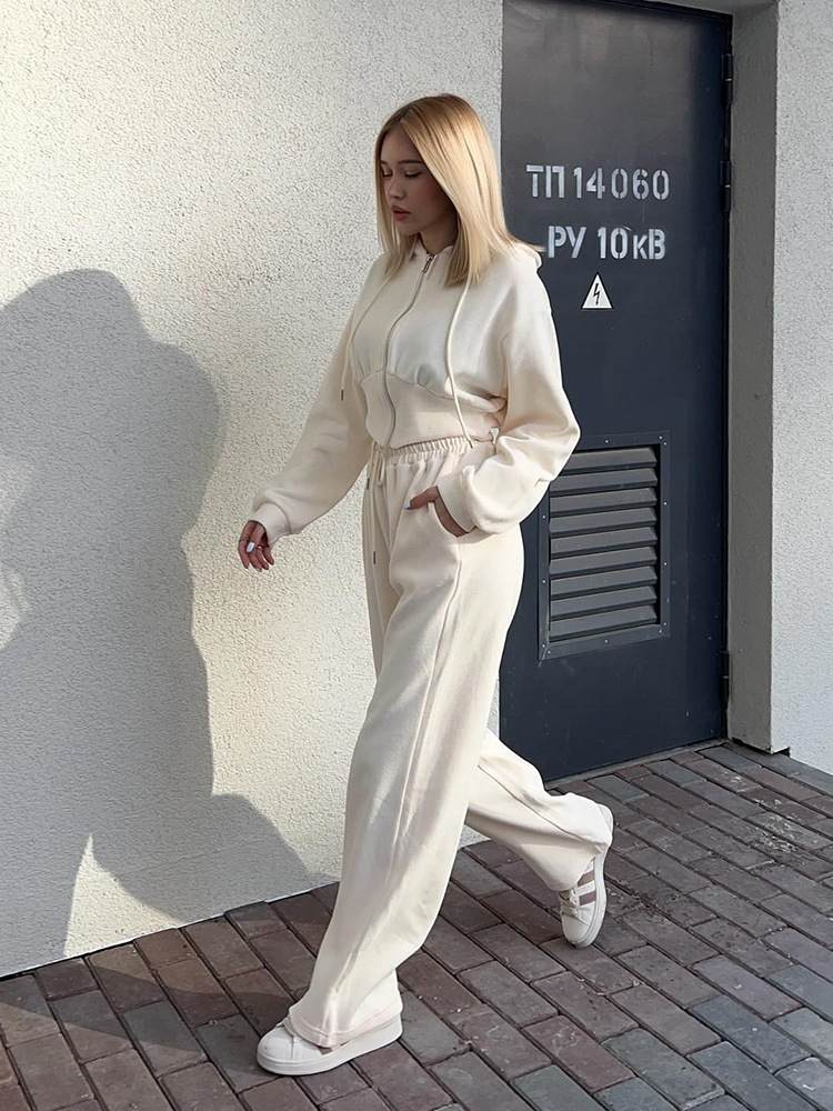 Casual Women's Hooded Sweatshirt With Zipper And Drawstring_voghion.com