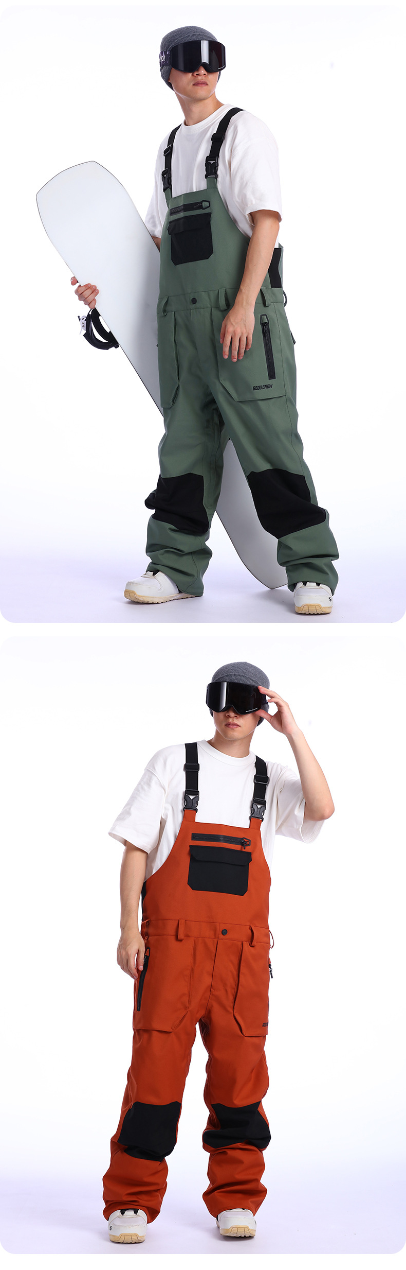 Neue Skihose mit Riemen für Herren, winddicht, warm und wasserdicht, Einzel- und Doppelbrett, einteilige Skihose mit Riemen für Herren_voghion.com