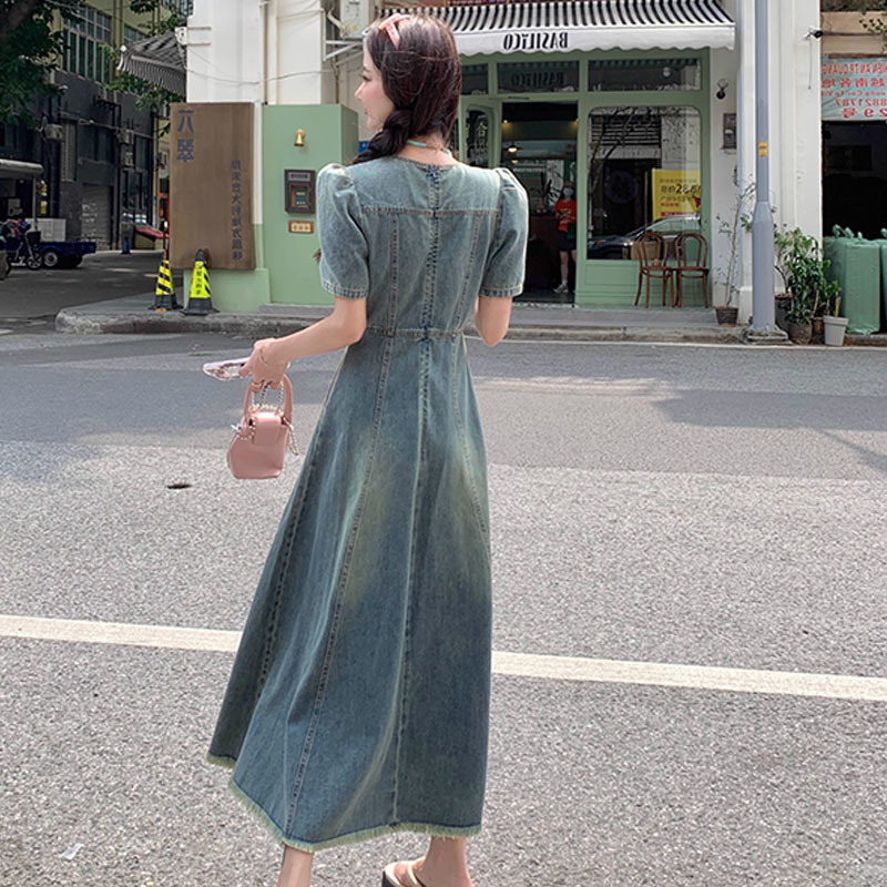 Blue summer denim dress