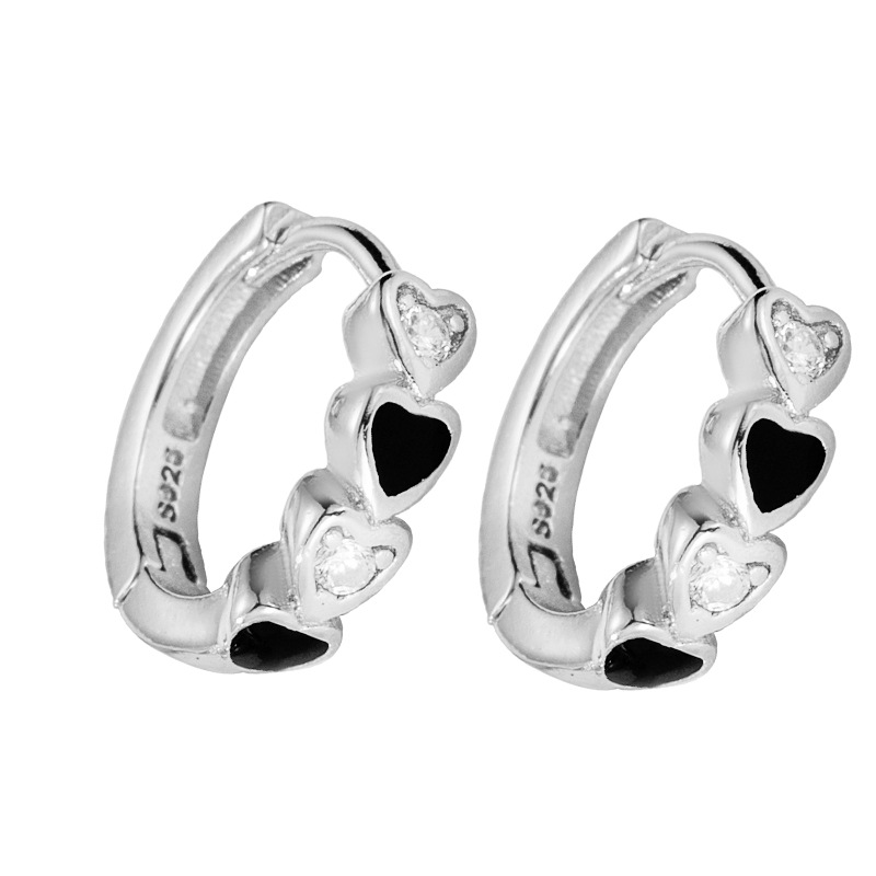 Small Temperament Jewelry S925 Sterling Silver Love Earrings Korean Style Personality Heart-shaped Ear Bone Clip Earringsy Ear Buckles For Women