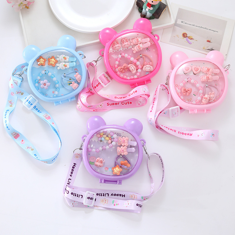 子供のかわいいアクセサリーのブレスレットのネックレスの皮筋の組み合わせのセットのプレゼントの箱の女の子の赤ちゃんの贈り物のアクセサリーの収納箱