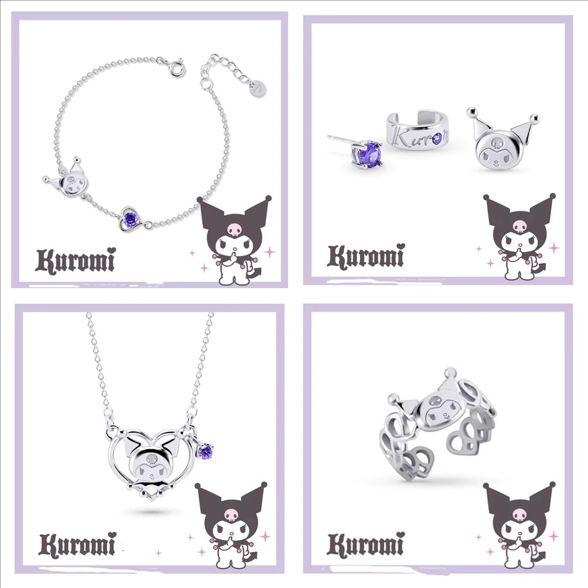 Оригинальное ожерелье Sanrio Kulomi Kulomi-I.Love.Kuromi нишевое стильное украшение высокого качества