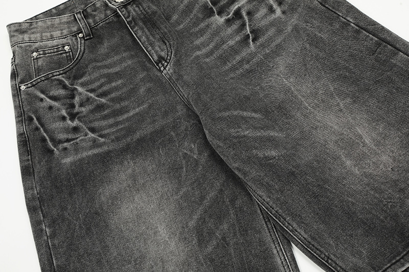 High-Waisted Denim Shorts For Women & Men - Vintage Washed Clean Fit Straight Leg Wide Leg Cropped Pant_viptrois.com