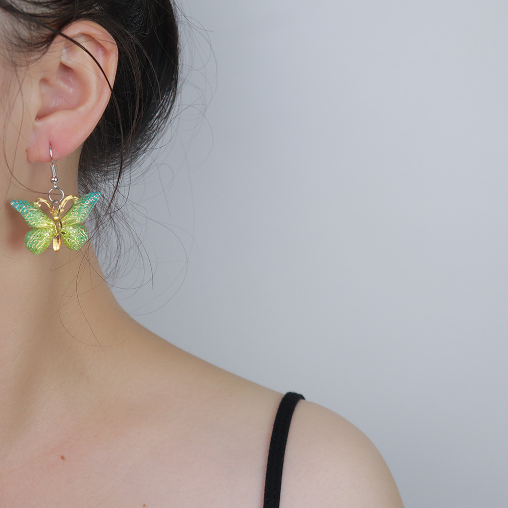 1 Pair Sweet Butterfly Resin Plating Womenu0027S Drop Earrings