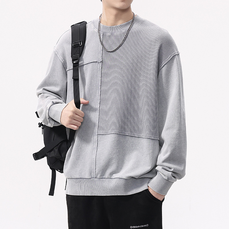 安洋美式复古卫衣男2025秋季新款宽松休闲上衣服潮流圆领套头长袖|undefined