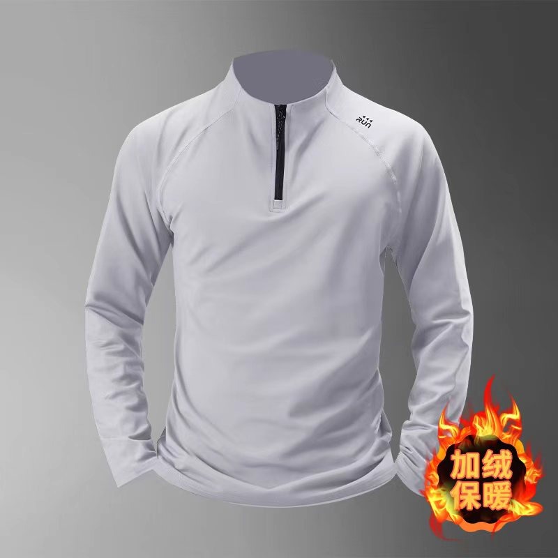 Winter Running Training Clothes for Men, Velvet Warm Sports Fitness Tops, Long-Sleeved Mountaineering and Cycling Quick-Drying Clothes
