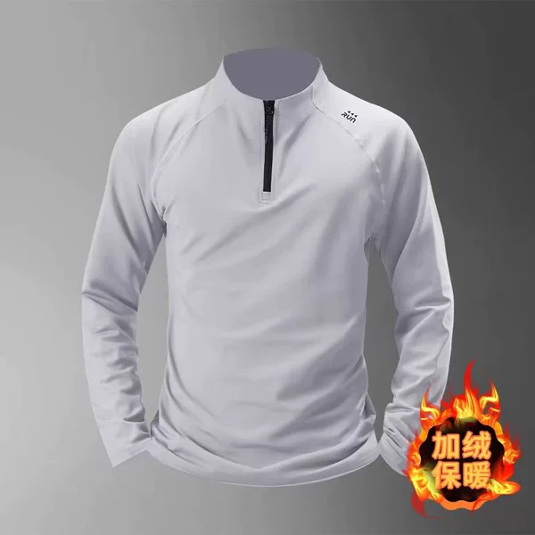 Winter Running Training Clothes for Men, Velvet Warm Sports Fitness Tops, Long-Sleeved Mountaineering and Cycling Quick-Drying Clothes