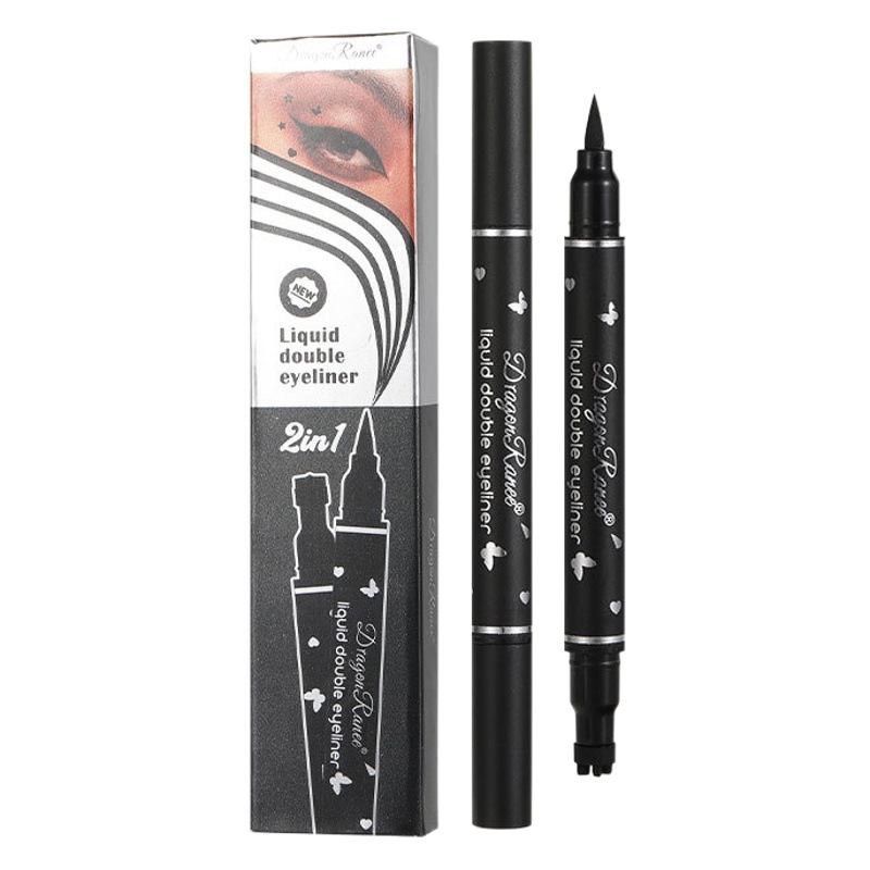 Cross-Border Double-Ended Star Seal Eyeliner Waterproof Novice Love Plum Blossom Embellished Eye Corner Eye Tail Eyeliner