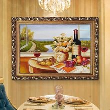 餐厅装饰画现代简约欧式饭厅墙面挂画红酒杯水果油画厨房壁画带框