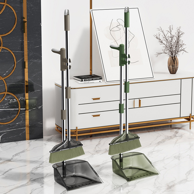 Broom Dustpan suit Household Transparent 2022 New Combination Plastic Broom Broom Broom Garbage Shovel Non-stick Hair