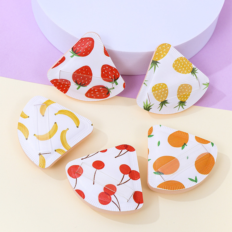 Fábrica personalizada serie de frutas soplo de algodón de azúcar no come polvo triángulo de maquillaje esponja cojín de aire herramientas de belleza al por mayor