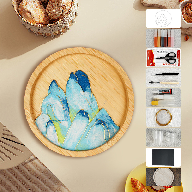 Materiales tradicionales hechos a mano Jintao Landiy pintura de esmalte novatos tazas esteras estudiantes activos cultura cultural inmaterial