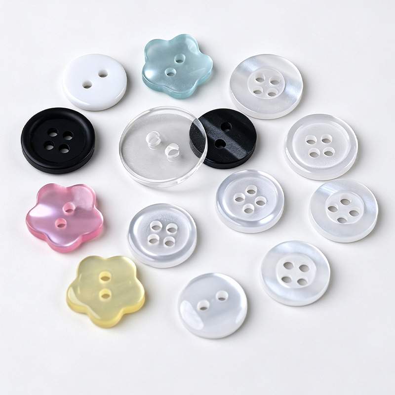 Colorful Pearlescent Plum Blossom Buttons, Two-Hole and Four-Hole Imitation Shell Resin Buttons for Children's Clothing, Women's Clothing, Handmade Diy, in Stock Colorful Pearlescent Plum Blossom Buttons, Two-Hole and Four-Hole Imitation Shell Resin Buttons for Children's Clothing, Women's Clothing, Handmade Diy, in Stock
