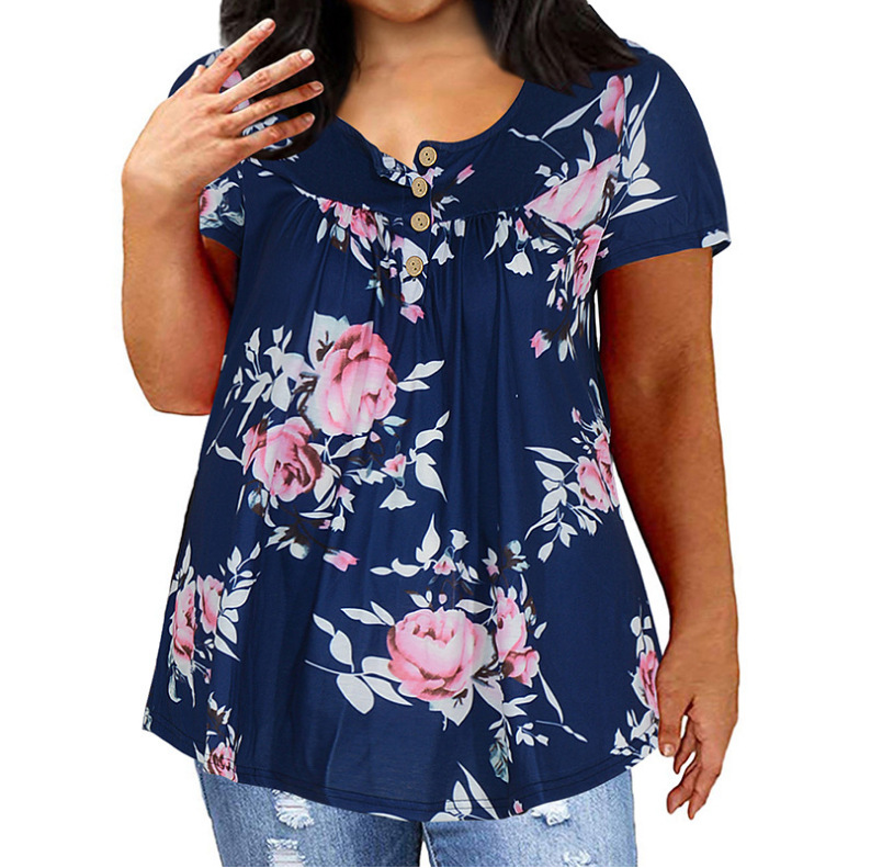 Transfronterizo 2025 Amazon estación independiente Aliexpress nueva camiseta de botón de manga corta de cuello en V image 13