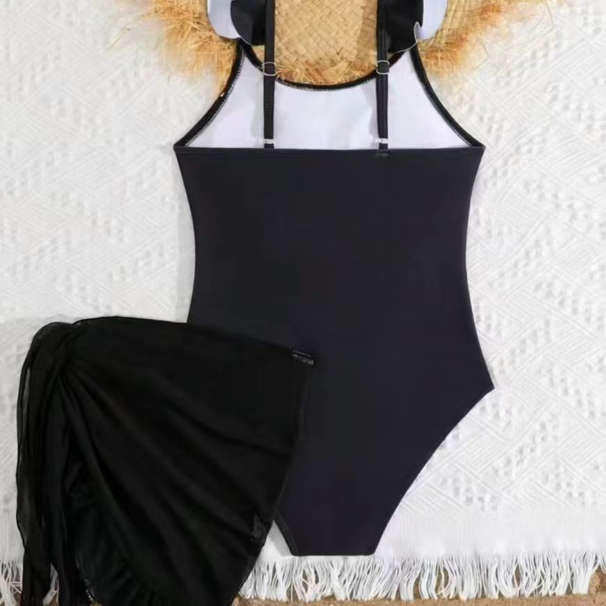 Conjunto de maiô infantil estilo body para meninas, tamanhos grandes, estampado, duas peças._voghion.com