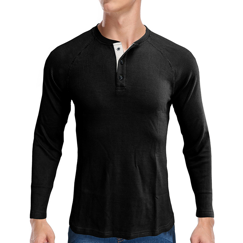Men's T-shirt Long Sleeve Loose Fit Plain Basic Autumn Winter_voghion.com