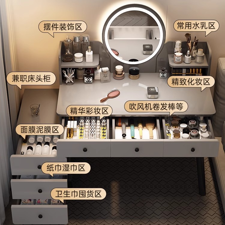 2025 nuevo tocador dormitorio moderno y simple pequeño apartamento pequeño armario todo en uno ligero lujo de alta gama dormitorio principal mesa de maquillaje