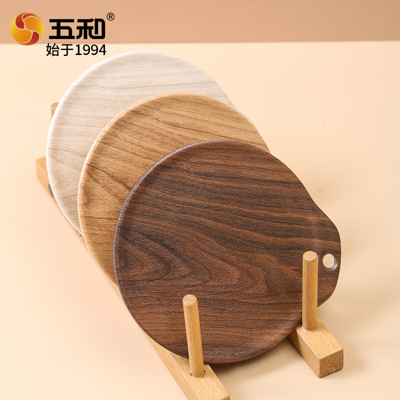 Wuhe Imitation Wood Grain Melamine Insulation Mat Factory Wholesale High Temperature Resistant Daily Household Dining Mat Anti-Scalding Pot Mat Water Kettle Mat
