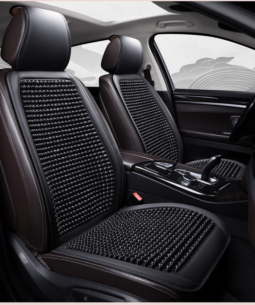 Car Seat Cushion Summer Cooling Pad Wooden Beads Ventilation Seat Cushion Cool Ice Silk Breathable All-Season Universal Car Seat