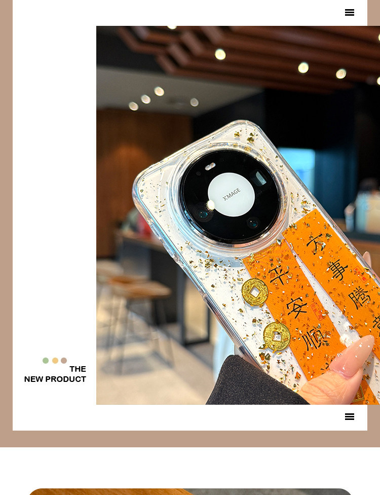 Huawei Mate 80 Pro Max Phone Case Gold Foil Blessing Good Fortune God Of Wealth Premium Feel Anti Drop Transparent Case Compatible With Mate 60 Pro_voghion.com