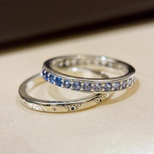 可爱小螃蟹~明星周边闪钻螃蟹叠戴戒指素圈星芒百搭气质戒指女