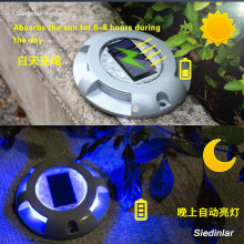 太阳能步道灯 圆形防水铸铝道钉 户外花园栈道台阶灯太阳能甲板灯