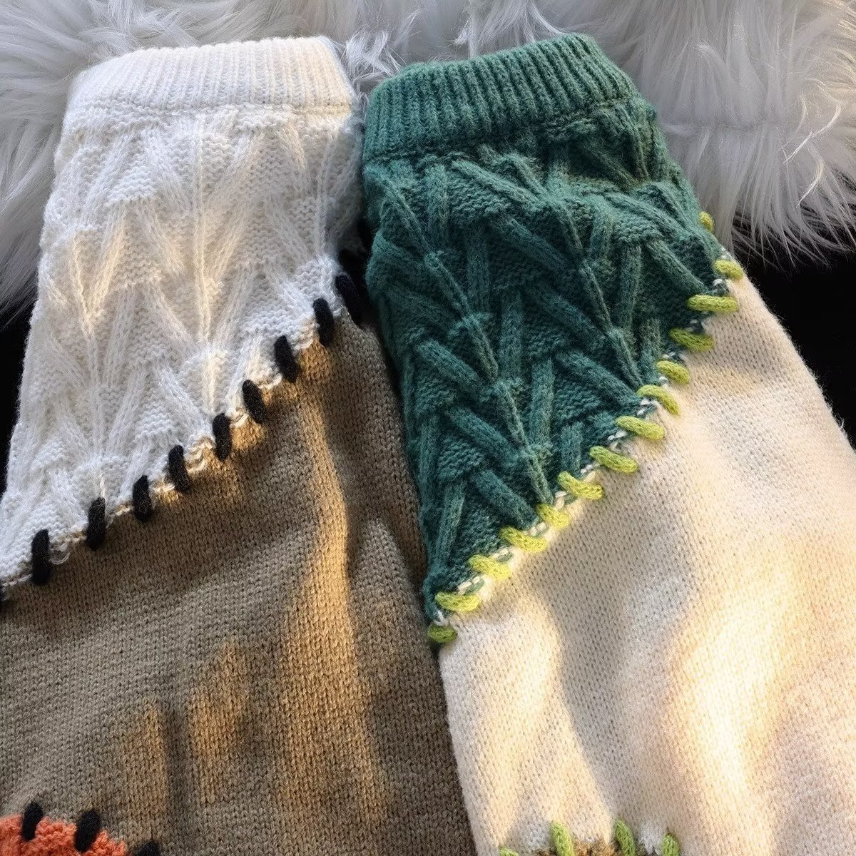 Suéter de contraste de viento perezoso casual retro americano para hombres y mujeres nuevo suéter de punto ceroso suave