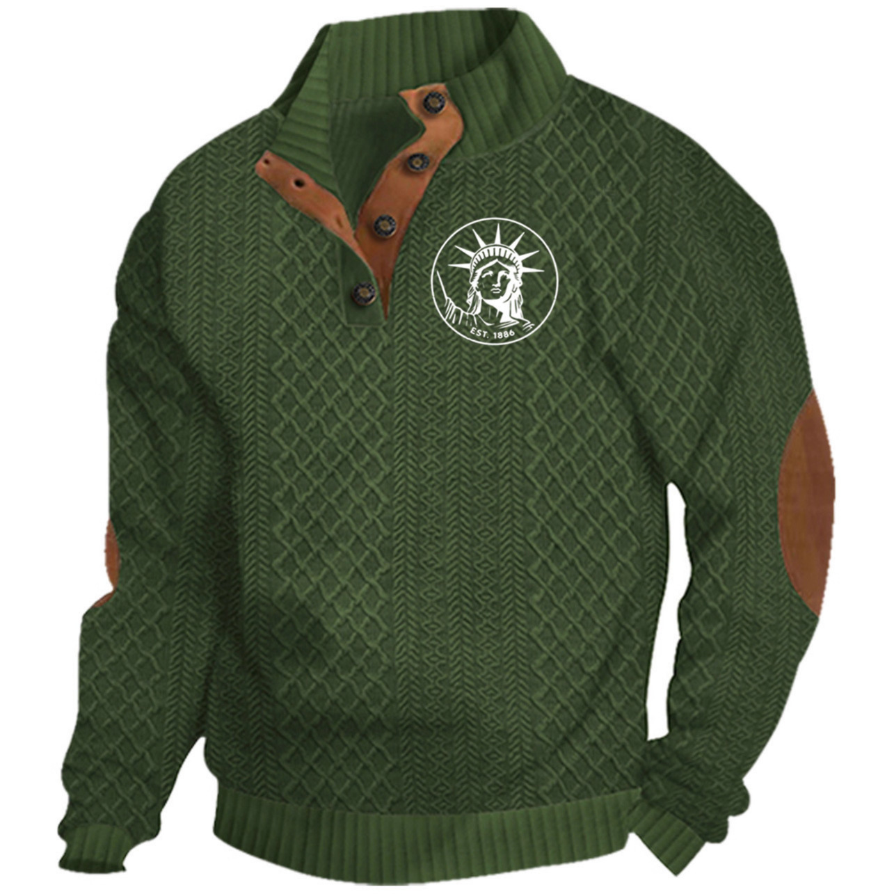 Transfronterizos Amazon otoño invierno caliente tamaño europeo para hombres al aire libre imitación de cuello de manga larga impresa hoodie de tres botones