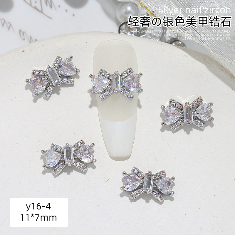 Joyería de circonio para decoración de uñas, lazo para decoración de uñas, aleación de diamantes, perla, joyería de diamantes, accesorios de decoración de libros rojos pequeños, venta al por mayor