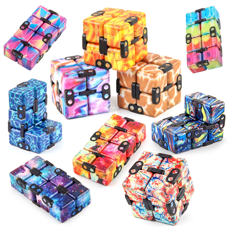 Cross-border infinito plegable UV impreso Cubo de bolsillo Flip cuadrado de segundo orden cubo estrellado dedo descompresión ventilación juguete