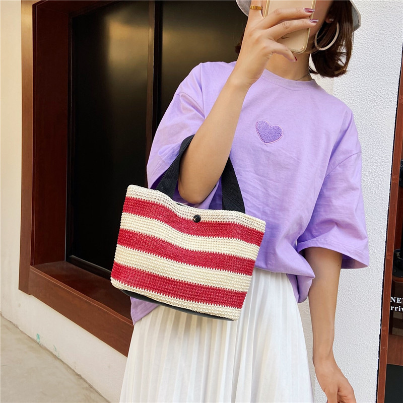 Straw-woven single-shoulder bag for women, new summer casual bag for middle-aged and elderly moms, simple lunch box handbag, export version undefined