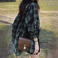 フレンチサンプロテクションチェック柄シャツ女性のための夏の2025新しいデザイン長袖トップルーズシャツ春と秋のジャケット
