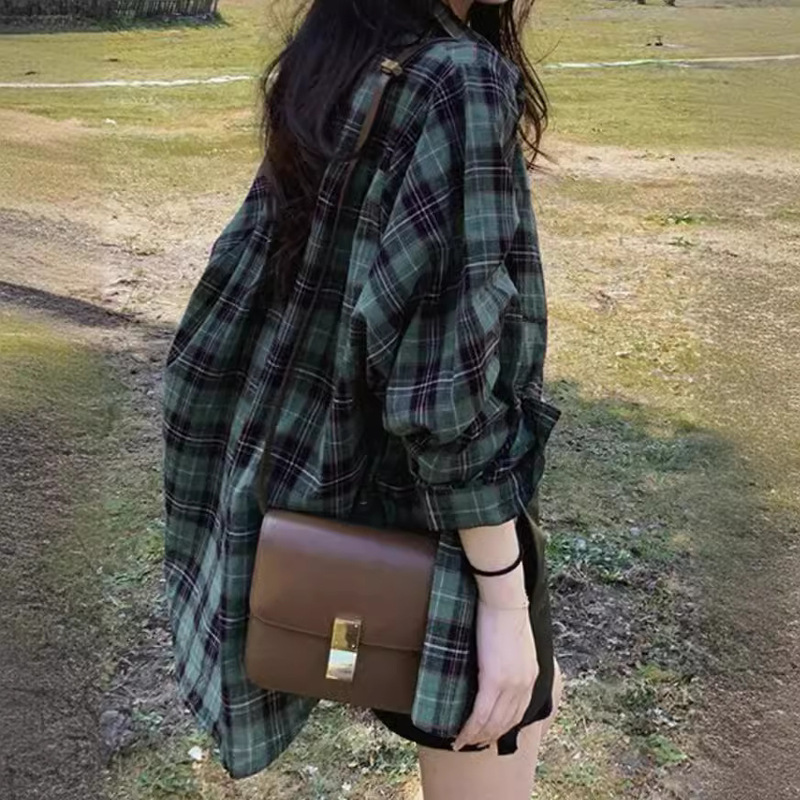 French-Style Sun-Protective Plaid Shirt for Women, Summer 2026 New Design, Long-Sleeve Loose Shirt, Spring and Autumn Jacket French-Style Sun-Protective Plaid Shirt for Women, Summer 2026 New Design, Long-Sleeve Loose Shirt, Spring and Autumn Jacket