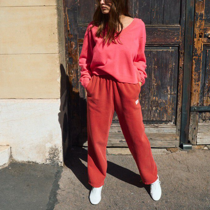 American Vintage 25Th Autum New Women's Sports Pants Loose High-Waist Slim Straight Casual Pants