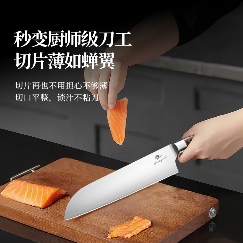 Cuchillo de estilo japonés 9Cr18MoV material afilado y duradero cuchillo de cocina en stock compra por lotes