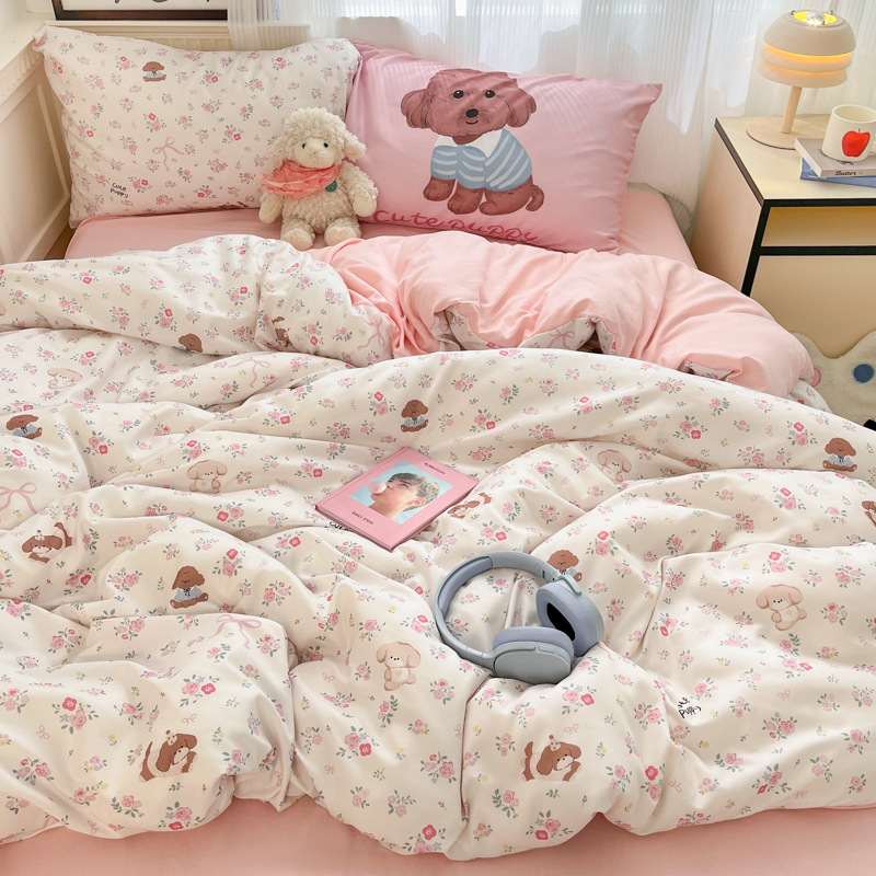 Juego de Ropa de Cama de Cuatro Piezas de Algodón Tejido Youyixin, Juego de Tres Piezas Estilo Sábana Ajustable, Ropa de Cama de Fabricante de Nantong, Tejida y Engrosada.