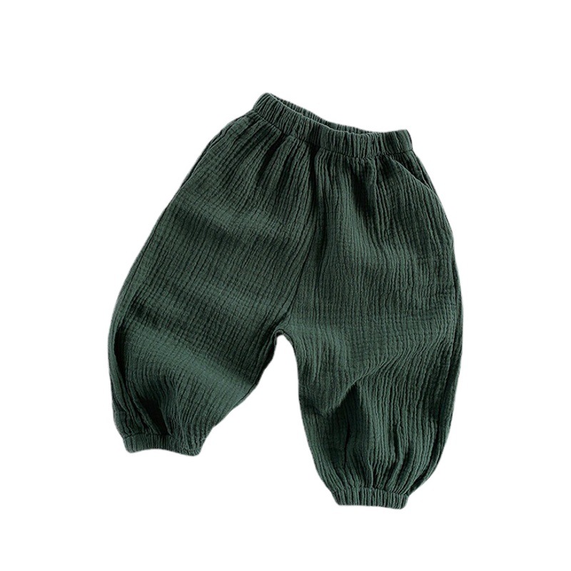 Modelo muy recomendado~ Pantalones antimosquitos de algodón de doble capa para niños, verano 26, pantalones largos retro de algodón puro para niños y niñas, pantalones de estilo coreano.