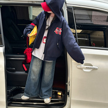 女童夹棉连帽棒球服2025秋冬新款大童洋气帽衫夹克轻薄棉衣外套潮