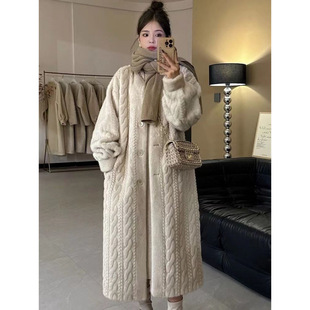 Eco-Friendly Leather Coat Women's New Fluffy Twist Mink Velvet Over-the-Knee Loose Winter Cardigan