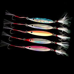 鮁魚餌羽毛鈎慢搖鐵板鉛魚路亞餌擬餌假餌垂釣翹嘴餌20g30g40g60g