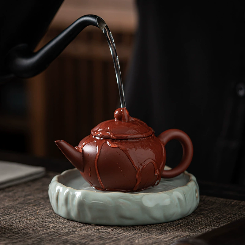 Ru kiln pot, ceramic pot, cushion pot, water storage type dry brewing small tea table, Ru porcelain tea plant, Kung Fu tea set accessories