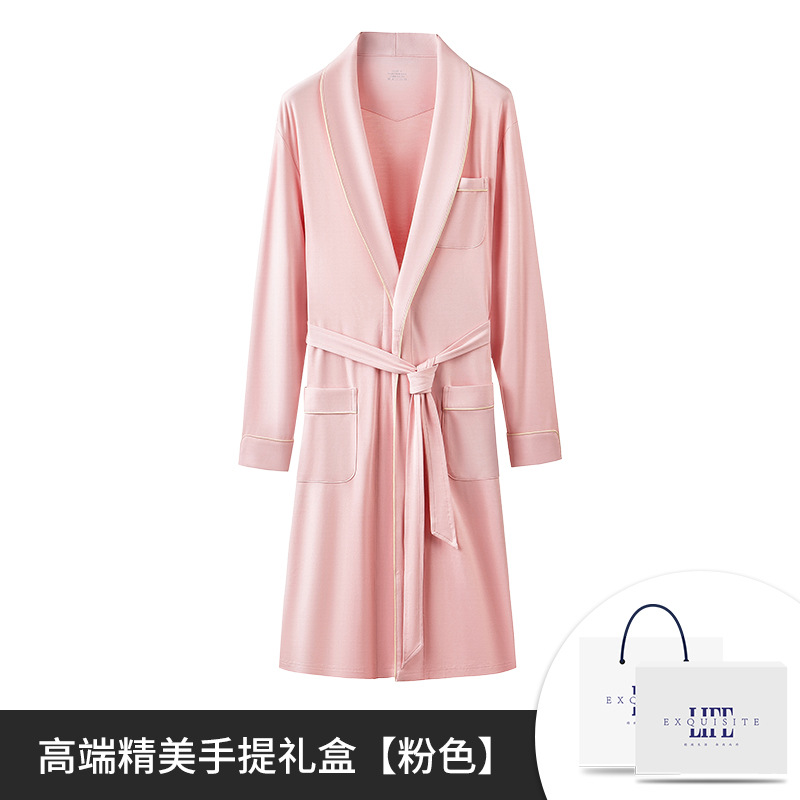 Procesamiento personalizado modal de primavera y otoño, bata de baño larga para mujer, bata de baño delgada, bata de la mañana, bata de la casa en stock